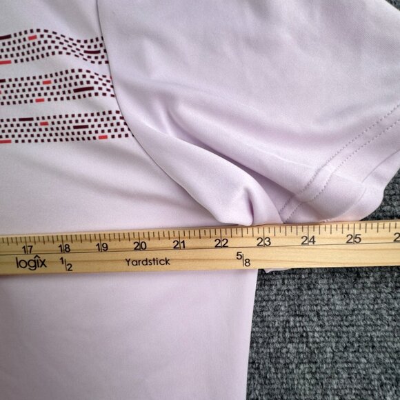 Adidas Pink Print Short Sleeve Polo Shirt Large Pullover Golf W/ Logo Stretch - Picture 5 of 15